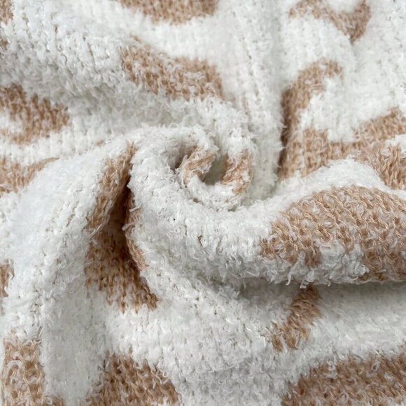 Khaki Casual Women's Leopard Pattern Drop Shoulder Sweater & Drawstring Shorts - Picture 6 of 6